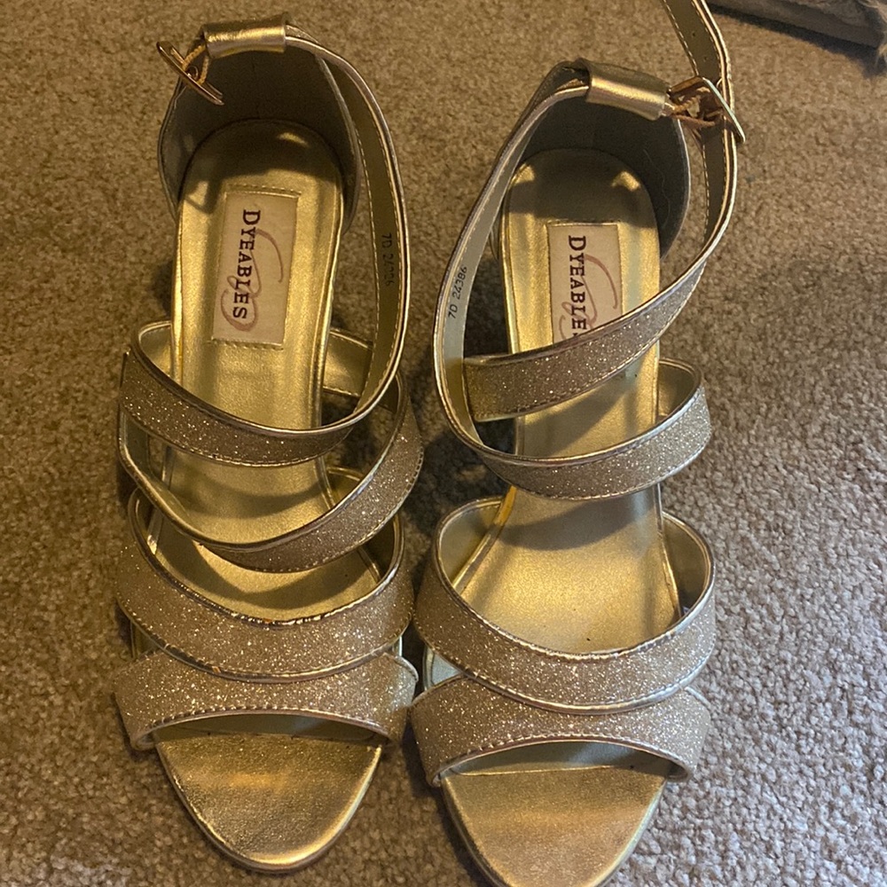 Gold glitter heels